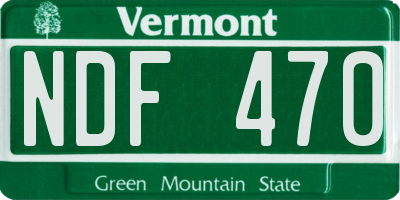 VT license plate NDF470