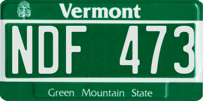 VT license plate NDF473