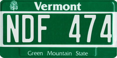 VT license plate NDF474