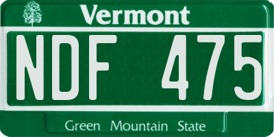 VT license plate NDF475