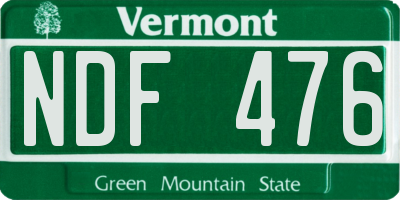 VT license plate NDF476