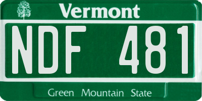 VT license plate NDF481