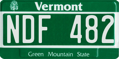 VT license plate NDF482
