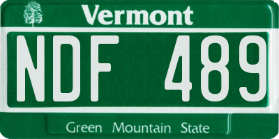 VT license plate NDF489