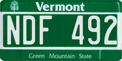 VT license plate NDF492