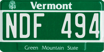 VT license plate NDF494