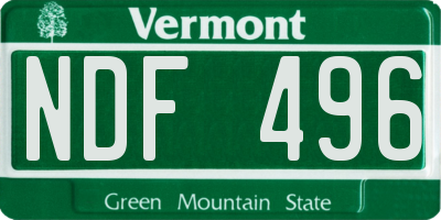 VT license plate NDF496