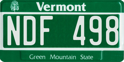 VT license plate NDF498