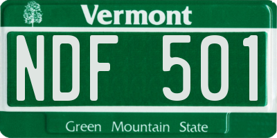 VT license plate NDF501