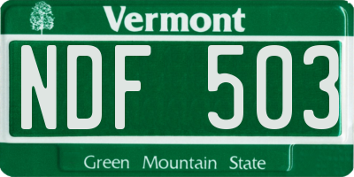 VT license plate NDF503