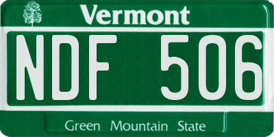 VT license plate NDF506