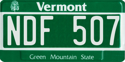 VT license plate NDF507