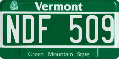 VT license plate NDF509