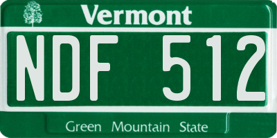 VT license plate NDF512