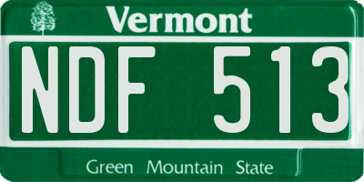 VT license plate NDF513