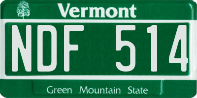VT license plate NDF514