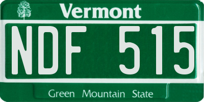 VT license plate NDF515