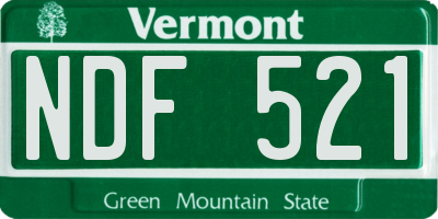VT license plate NDF521