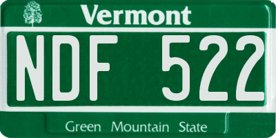 VT license plate NDF522