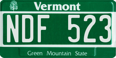 VT license plate NDF523