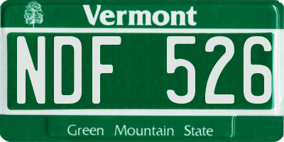 VT license plate NDF526