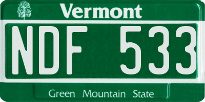 VT license plate NDF533