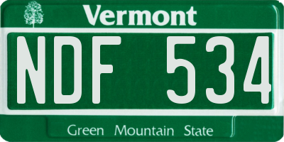 VT license plate NDF534