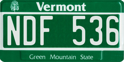 VT license plate NDF536