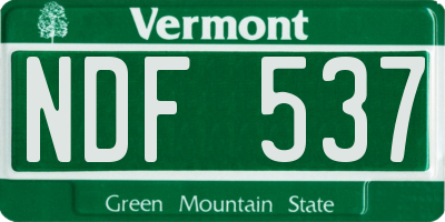 VT license plate NDF537
