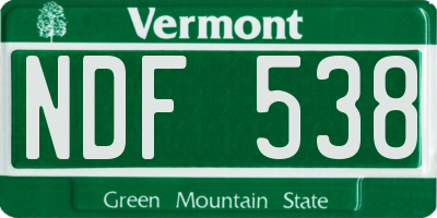 VT license plate NDF538
