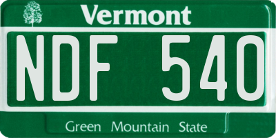 VT license plate NDF540
