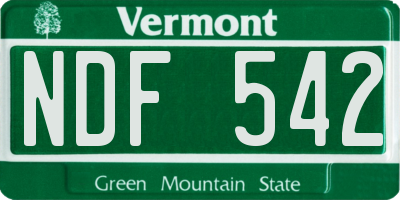 VT license plate NDF542