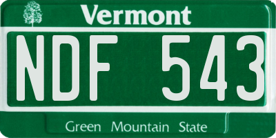 VT license plate NDF543