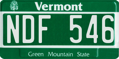 VT license plate NDF546