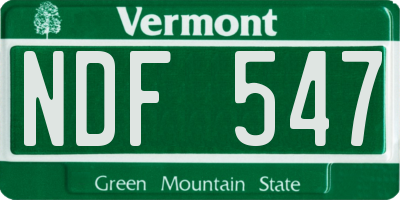 VT license plate NDF547