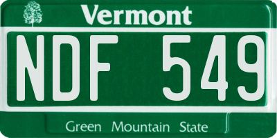 VT license plate NDF549