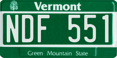 VT license plate NDF551