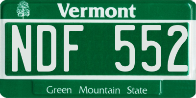 VT license plate NDF552