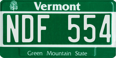 VT license plate NDF554