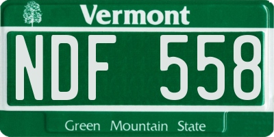 VT license plate NDF558