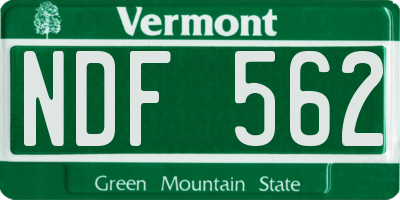 VT license plate NDF562