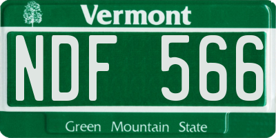 VT license plate NDF566