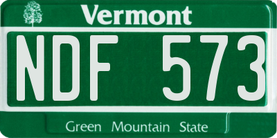 VT license plate NDF573