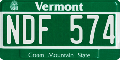 VT license plate NDF574
