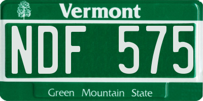 VT license plate NDF575