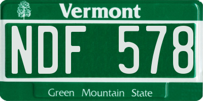 VT license plate NDF578