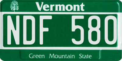 VT license plate NDF580