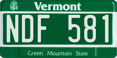 VT license plate NDF581