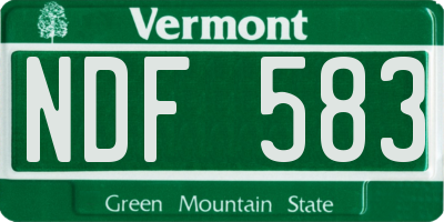 VT license plate NDF583