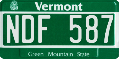 VT license plate NDF587